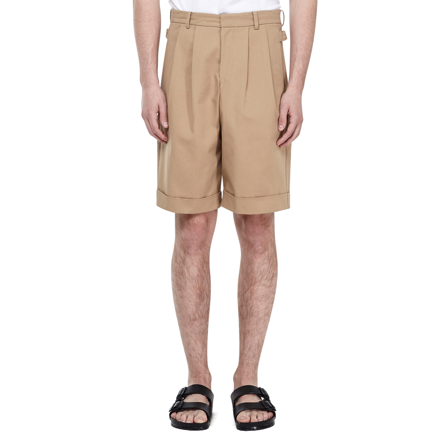 Two Tuck Wide Shorts - Baige