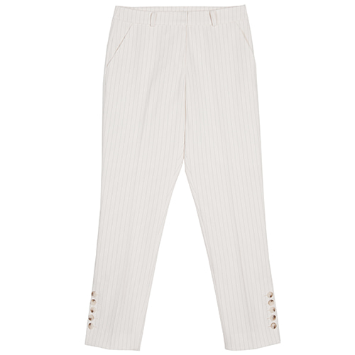 Side Button Pinstriped Pants- ivory
