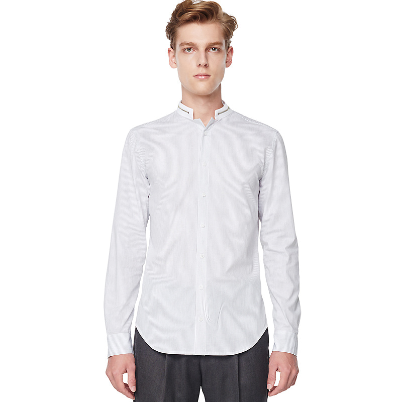 Zippered Mandarin Shirts - White