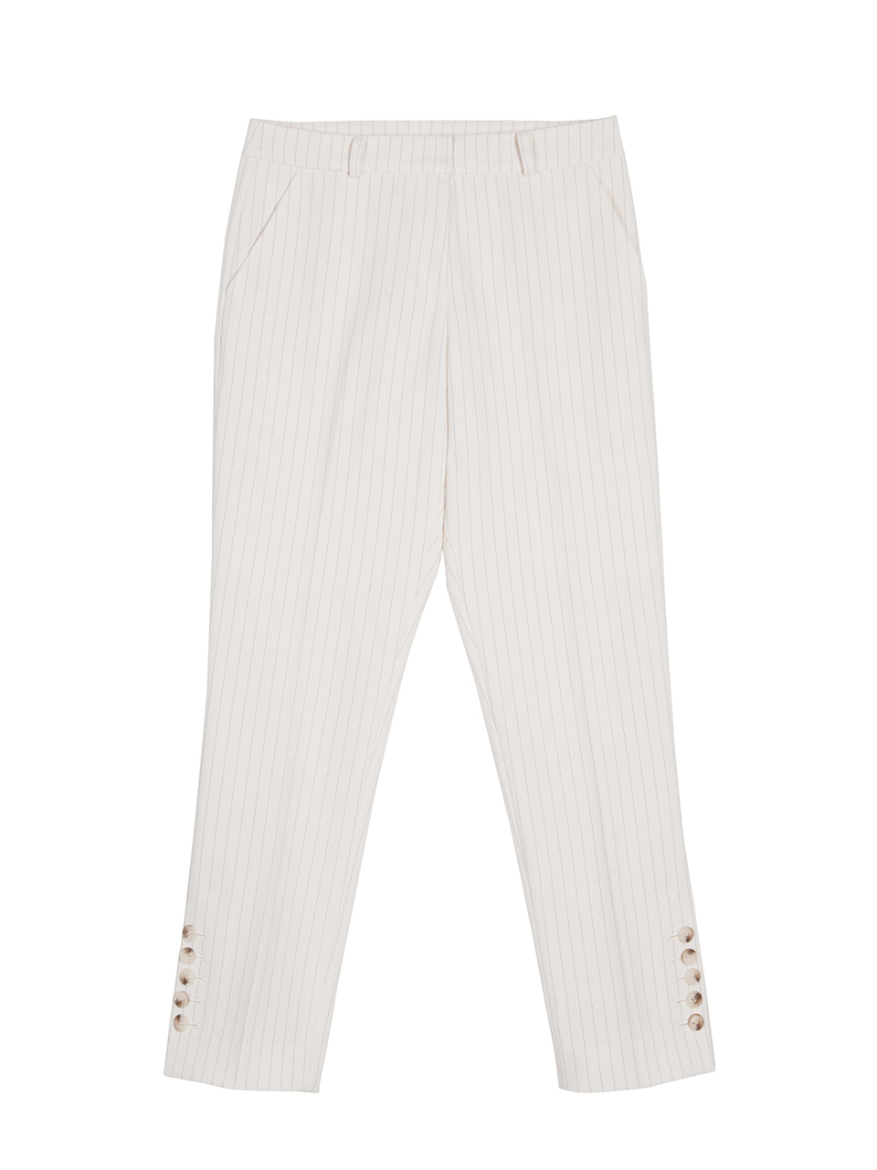 Side Button Pinstriped Pants- ivory