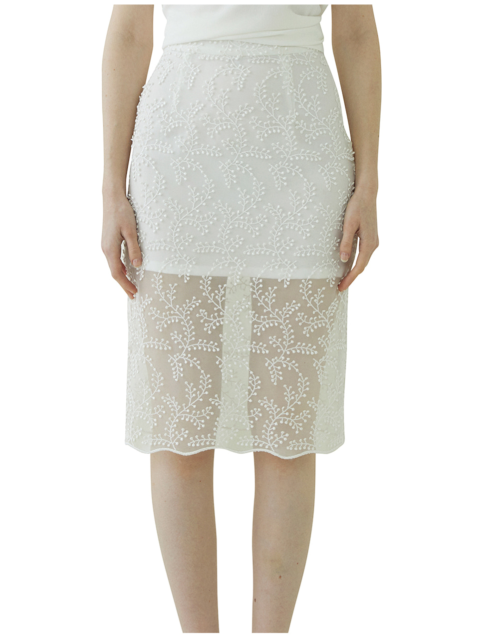 Bell Laced Long Skirt - ivory