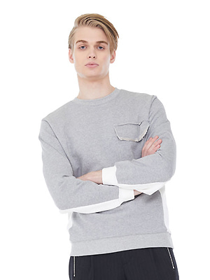 rip hem lined sweatshirts - gray