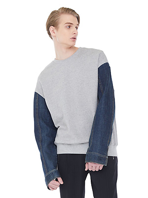 denim sleeve sweatshirts - gray