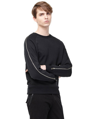 Zip Trim Sweatshirts - Black
