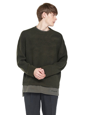 Knit Trickle Sweatshirts - Khaki